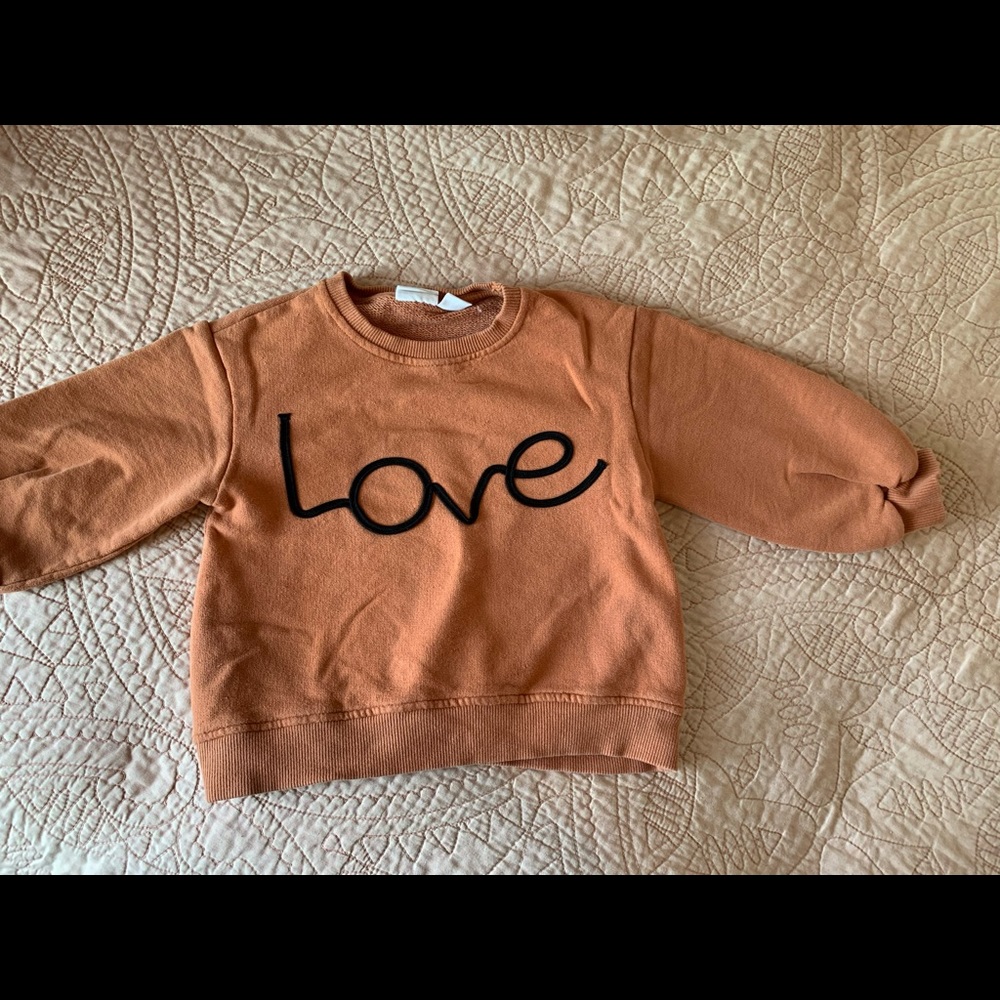 Zara Kids Orange “Love” Sweatshirt